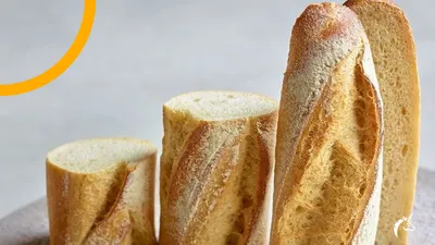 Baguette de masa madre prehorneada con corteza dorada